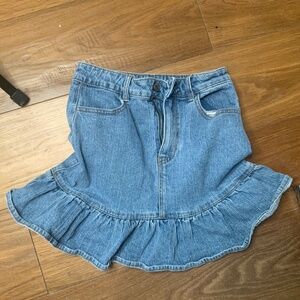 Brandy Melville J. Galt Jean Skirt with Ruffle